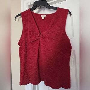 Ana Crinkle Textured Sleeveless Blouse With A Twisted V-neckline in Rich Red XL